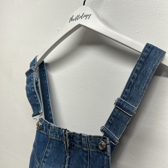 Free People We the Free Denim Camilla Slim Boot Cut Overalls Blue New NWT Medium - Picture 11 of 11